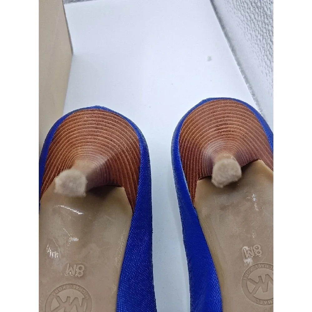 Michael Kors Women Pumps Size 8 M Flex Mid Cobalt Blue Saffiano Leather